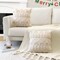 Set of 2 Xmas Soft Plush Short Wool Velvet Decorative Throw Pillow Covers Square Luxury Style Cushion Case Pillow Shell for Sofa Bedroom Christmas Tree and Elk Cream Beige, 20x20 Inch